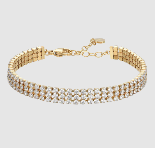 Bracciale Luca Barra Donna Acciaio Gold Tennis Zirconi Bianchi _BK2845