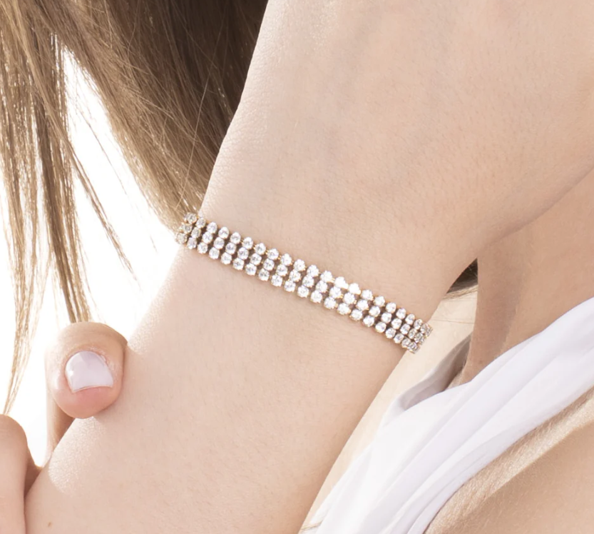 Bracciale Luca Barra Donna Acciaio Gold Tennis Zirconi Bianchi _BK2845