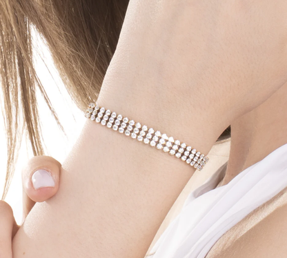 Bracciale Luca Barra Donna Acciaio Gold Tennis Zirconi Bianchi _BK2845