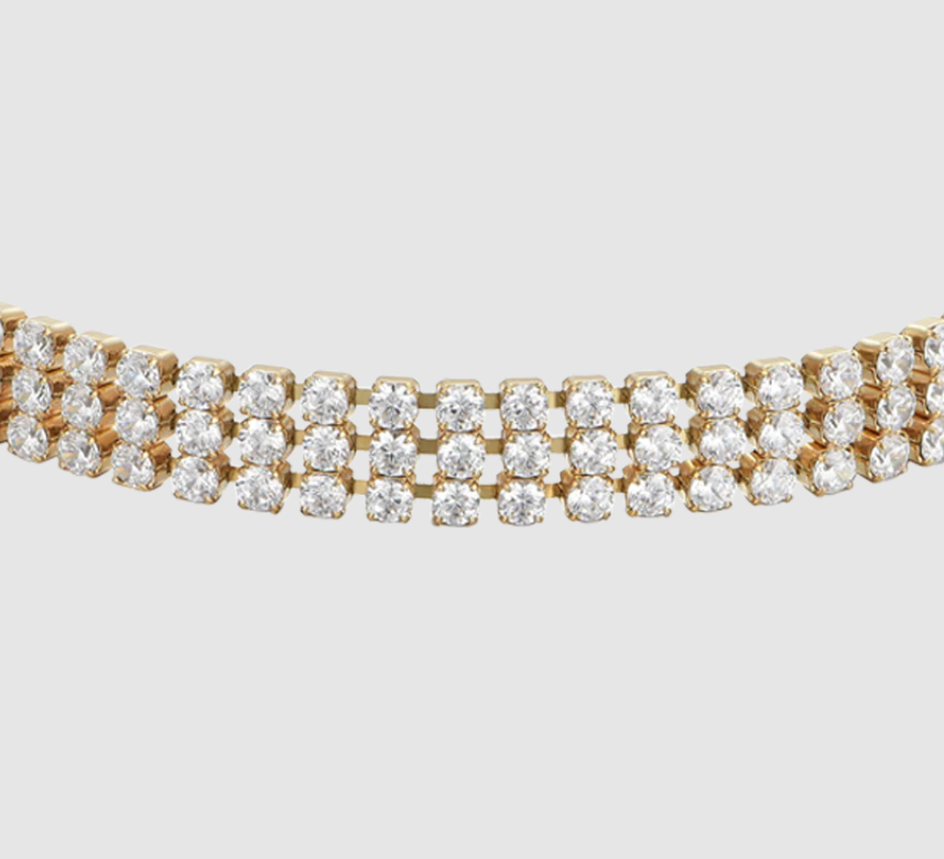 Bracciale Luca Barra Donna Acciaio Gold Tennis Zirconi Bianchi _BK2845