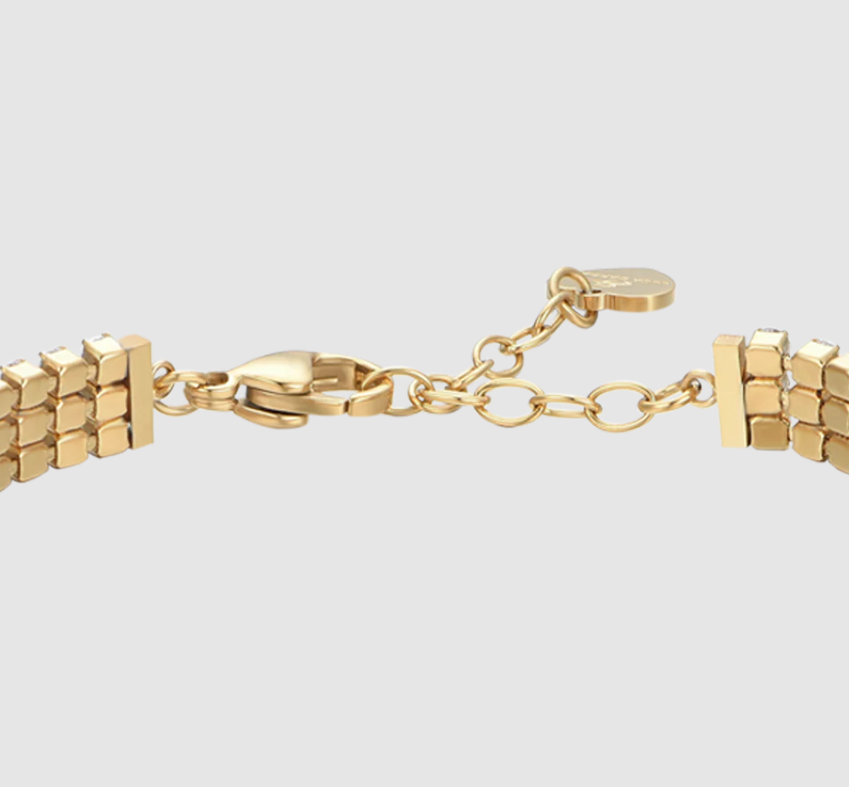 Bracciale Luca Barra Donna Acciaio Gold Tennis Zirconi Bianchi _BK2845
