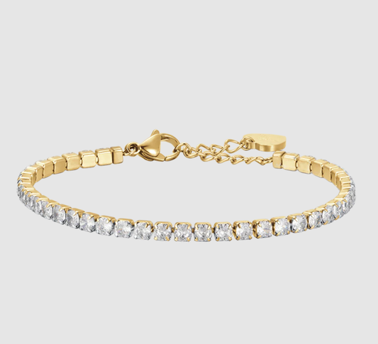 Bracciale Luca Barra Donna Acciaio Gold Zirconi Bianchi _BK2275