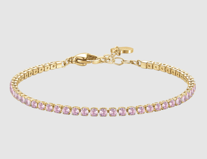 Bracciale Luca Barra Donna Acciaio Gold Zirconi Rosa _BK2883