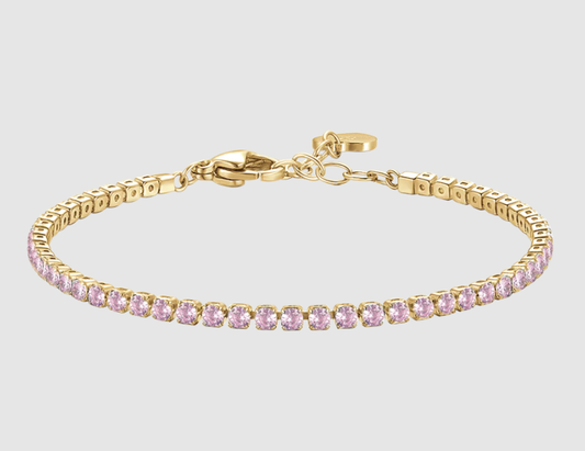 Bracciale Luca Barra Donna Acciaio Gold Zirconi Rosa _BK2883