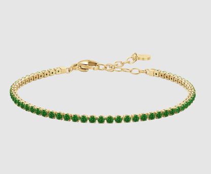 Bracciale Luca Barra Donna Acciaio Gold Zirconi Verde _BK2886