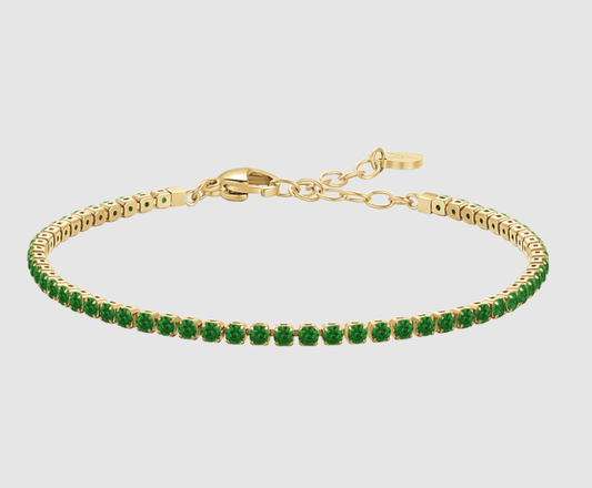 Bracciale Luca Barra Donna Acciaio Gold Zirconi Verde _BK2886