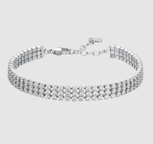 Bracciale Luca Barra Donna Acciaio Silver Tennis Zirconi Bianchi _BK2840