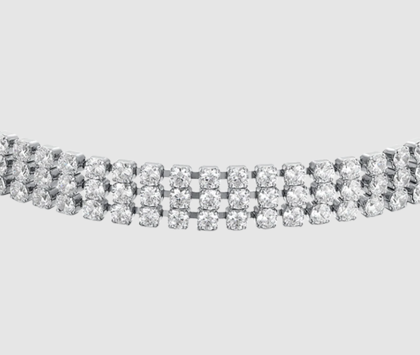 Bracciale Luca Barra Donna Acciaio Silver Tennis Zirconi Bianchi _BK2840