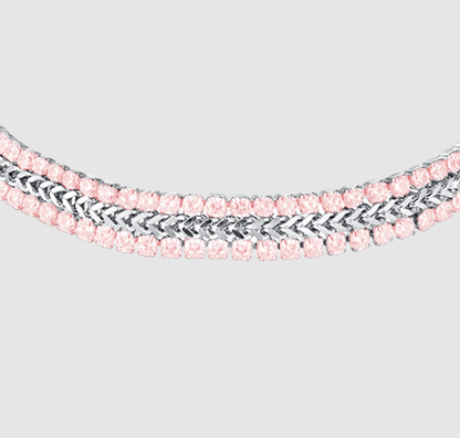 Bracciale Luca Barra Donna Acciaio Silver Tennis Zirconi Rosa _BK2592
