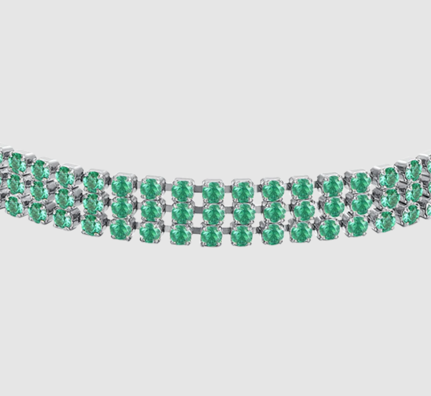 Bracciale Luca Barra Donna Acciaio Silver Tennis Zirconi Verdi _BK2842