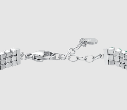 Bracciale Luca Barra Donna Acciaio Silver Tennis Zirconi Verdi _BK2842