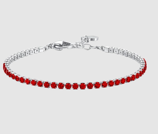 Bracciale Luca Barra Donna Acciaio Silver Zirconi Rossi _BK2881