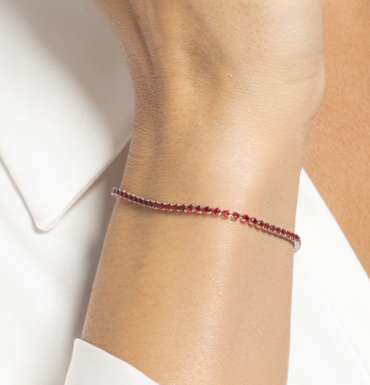 Bracciale Luca Barra Donna Acciaio Silver Zirconi Rossi _BK2881