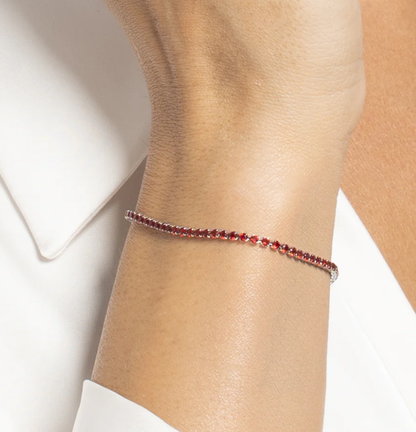 Bracciale Luca Barra Donna Acciaio Silver Zirconi Rossi _BK2881