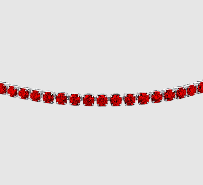 Bracciale Luca Barra Donna Acciaio Silver Zirconi Rossi _BK2881
