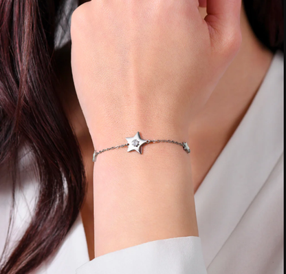 Bracciale Luca Barra Donna Acciaio Stella Zircone Bianco _BK2652