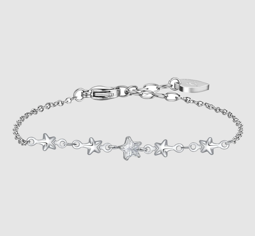 Bracciale Luca Barra Donna Acciaio Stelline Alternate e Zircone Bianco _BK2749