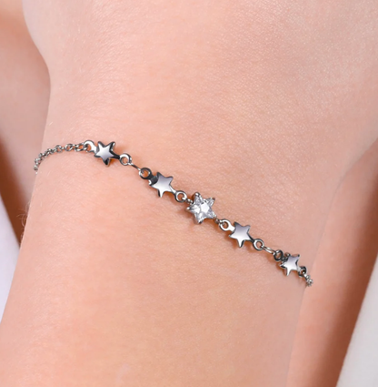 Bracciale Luca Barra Donna Acciaio Stelline Alternate e Zircone Bianco _BK2749
