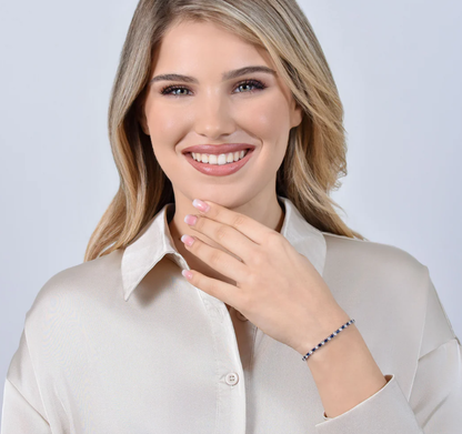Bracciale Luca Barra Donna Acciaio Tennis Cristalli Blu e Bianchi Alternati _BK2637