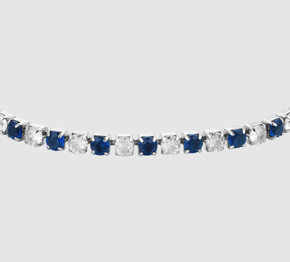 Bracciale Luca Barra Donna Acciaio Tennis Cristalli Blu e Bianchi Alternati _BK2637