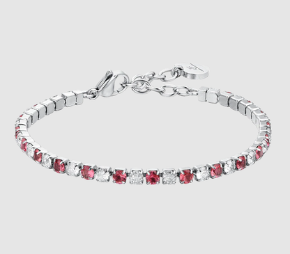 Bracciale Luca Barra Donna Acciaio Tennis Cristalli Rosa e Bianchi Alternati _BK2635