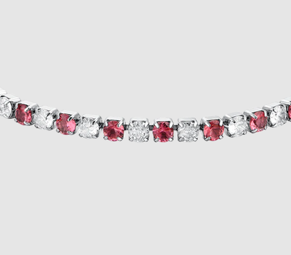 Bracciale Luca Barra Donna Acciaio Tennis Cristalli Rosa e Bianchi Alternati _BK2635