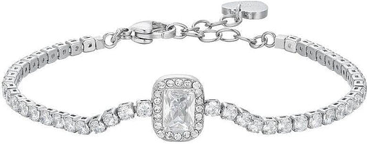 Bracciale Luca Barra Donna Acciaio Tennis Cristalli e Zircone Centrale _BK2740