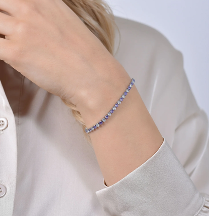 Bracciale Luca Barra Donna Acciaio Tennis Cristalli Viola e Bianchi Alternati _BK2638