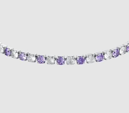 Bracciale Luca Barra Donna Acciaio Tennis Cristalli Viola e Bianchi Alternati _BK2638