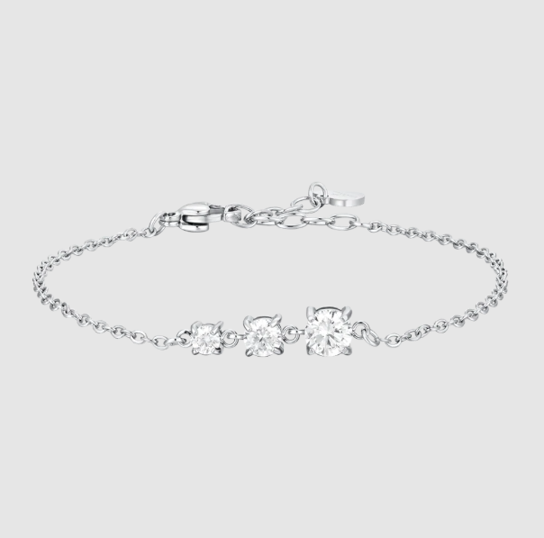 Bracciale Luca Barra Donna Acciaio Tre Zirconi Bianchi _BK2815