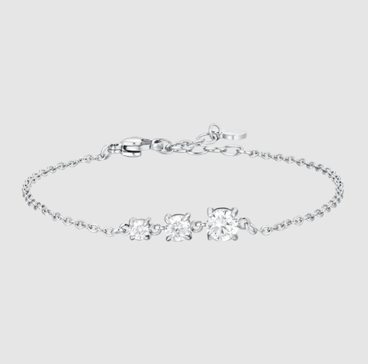 Bracciale Luca Barra Donna Acciaio Tre Zirconi Bianchi _BK2815