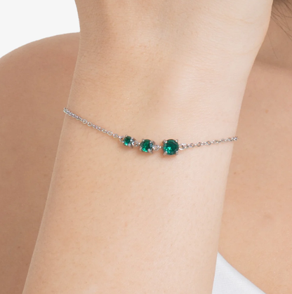 Bracciale Luca Barra Donna Acciaio Tre Zirconi Verdi_BK2819