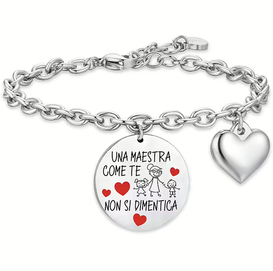Bracciale Luca Barra Donna Acciaio Una Maestra Come Te Non Si Dimentica Cuore _BK2639