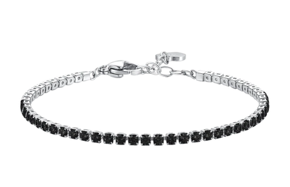 Bracciale Luca Barra Acciaio Donna Zirconi Neri _BK2879