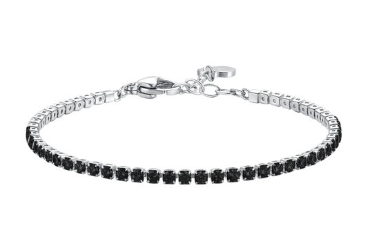 Bracciale Luca Barra Acciaio Donna Zirconi Neri _BK2879
