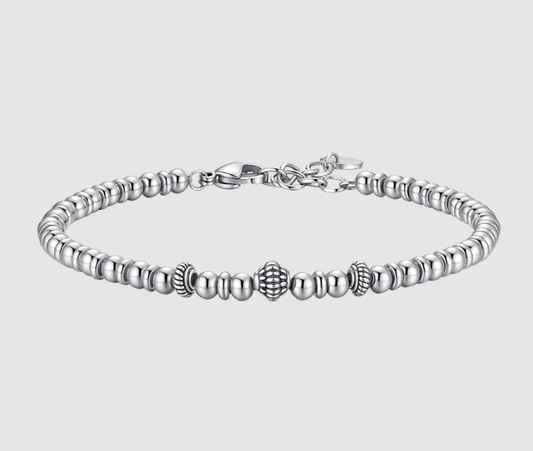 Bracciale Luca Barra Uomo Acciaio Boule Elementi Effetto Vintage _BA1860