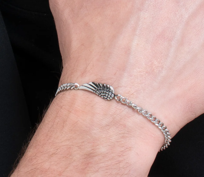 Luca Barra Herren-Armband mit zentralem Flügel aus Stahl _BA1880 