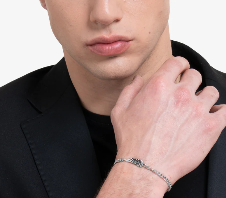 Luca Barra Herren-Armband mit zentralem Flügel aus Stahl _BA1880 