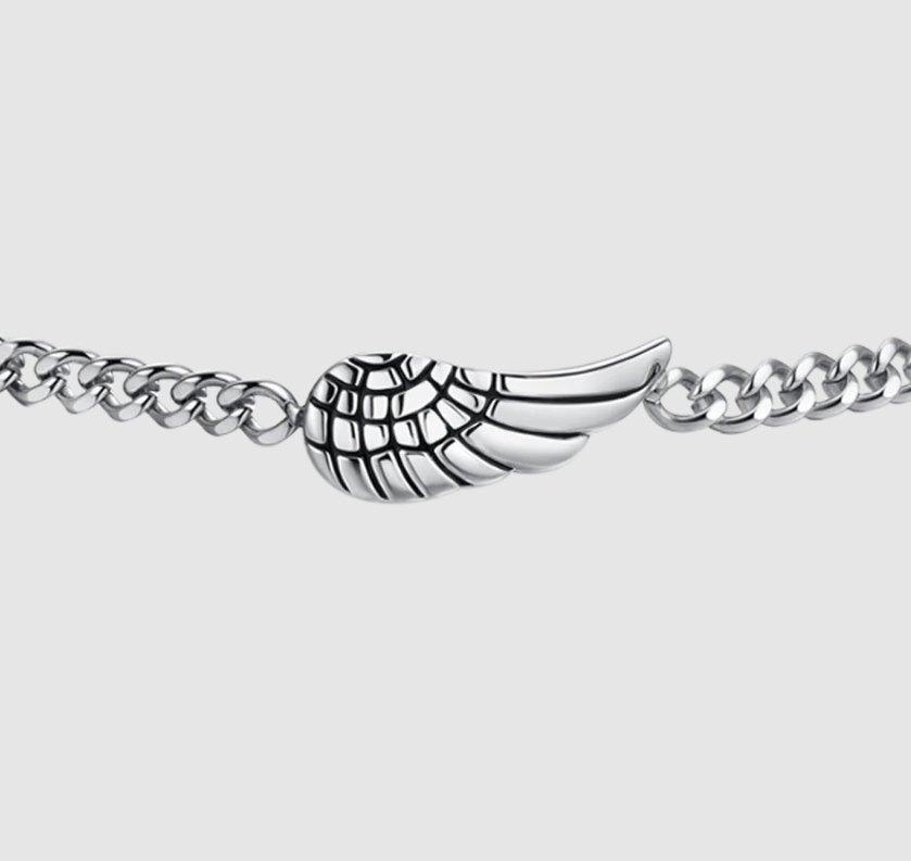 Luca Barra Herren-Armband mit zentralem Flügel aus Stahl _BA1880 