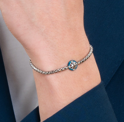 Bracciale Luca Barra Uomo Acciaio Centrale Ancora Cromata Blu _BA1832