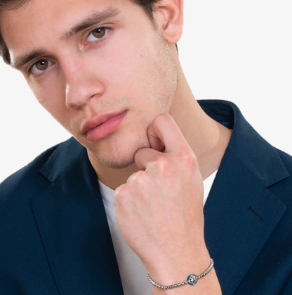 Bracciale Luca Barra Uomo Acciaio Centrale Ancora Cromata Blu _BA1832