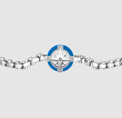 Bracciale Luca Barra Uomo Acciaio Centrale Ancora Cromata Blu _BA1832