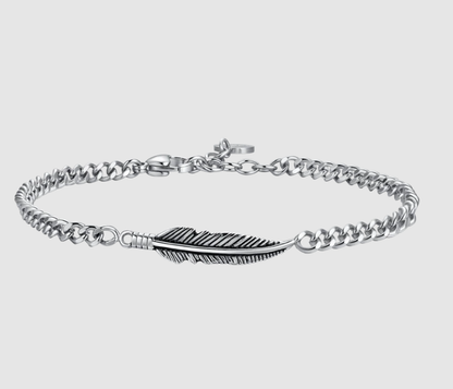 Luca Barra Herren-Armband aus Stahl mit zentraler Feder _BA1879 