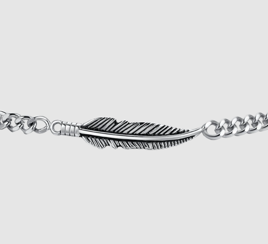 Luca Barra Herren-Armband aus Stahl mit zentraler Feder _BA1879 