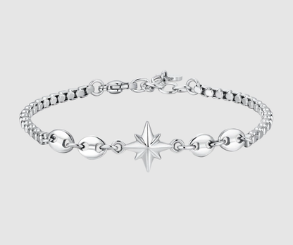 Bracciale Luca Barra Uomo Acciaio Centrale Rosa dei Venti _BA1872