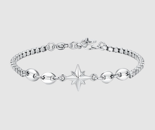 Bracciale Luca Barra Uomo Acciaio Centrale Rosa dei Venti _BA1872