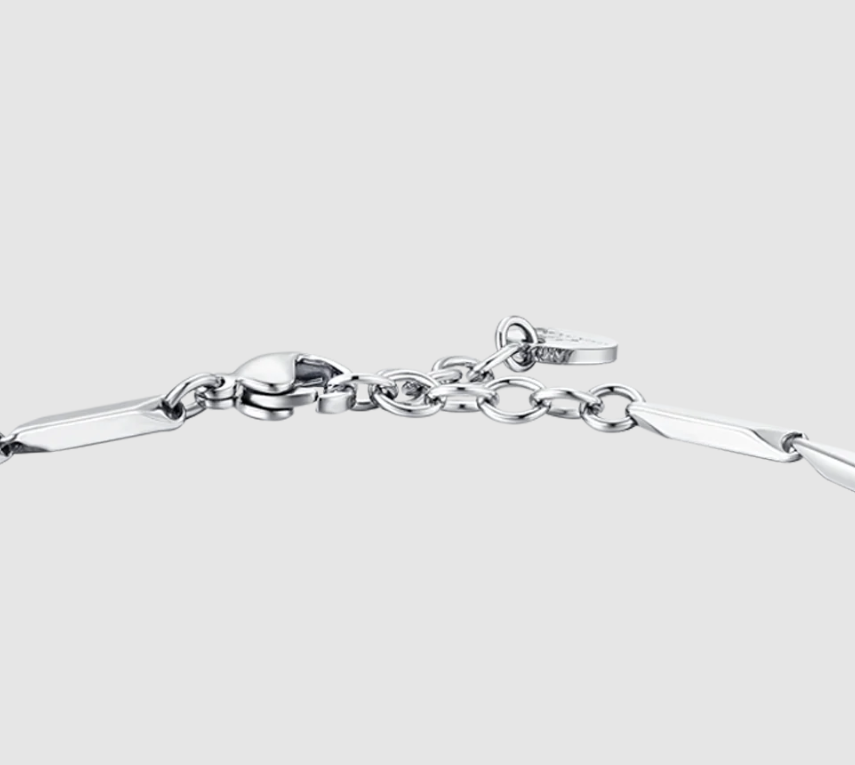 Luca Barra Herren-Armband aus Stahl mit schwarzen Achatsteinen _BA1869 
