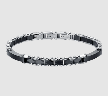 Luca Barra Herrenarmband aus Stahl und schwarzen Keramikelementen _BA1127 