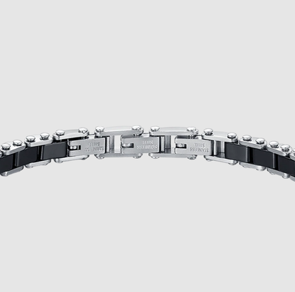 Luca Barra Herrenarmband aus Stahl und schwarzen Keramikelementen _BA1127 