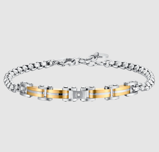 Bracciale Luca Barra Uomo Acciaio Elementi IP Gold _BA1773